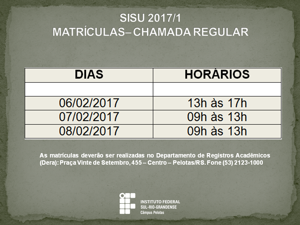 Matrículas Sisu 2017/1 Matrículas Sisu 2017/1
